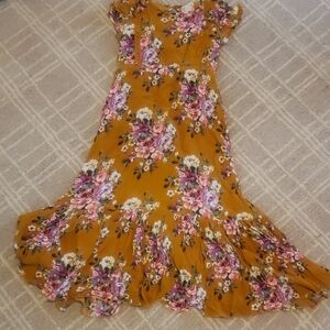 Joyfolie Mustard Floral Dress